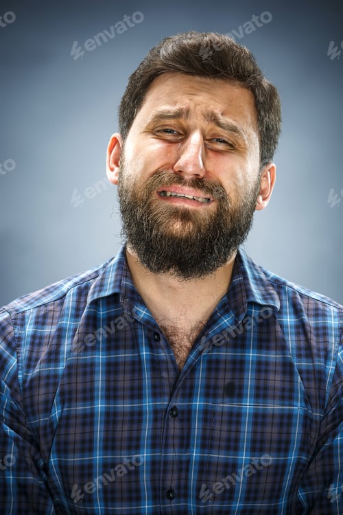 Preview: The Crying Man With Tears On Face Closeup