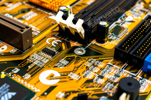 Preview: Closeup of electronic circuit board or PCB printed circuit board
