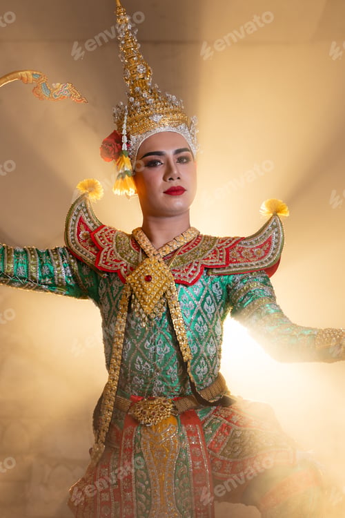 Preview: Thai Khon performers in elaborate costumes of Thotsakan, Ritik, and Nang Sida