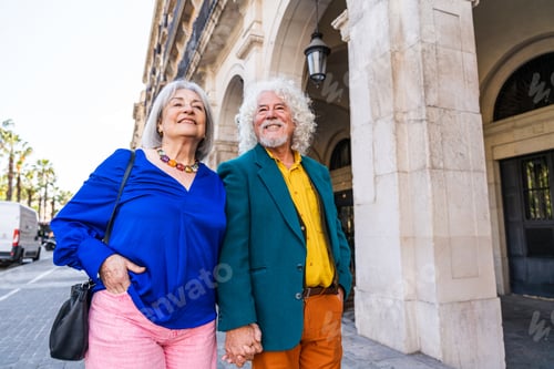 Preview: Senior couple of old people dating outdoors