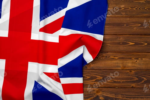 Preview: Flag of United Kingdom on wooden background