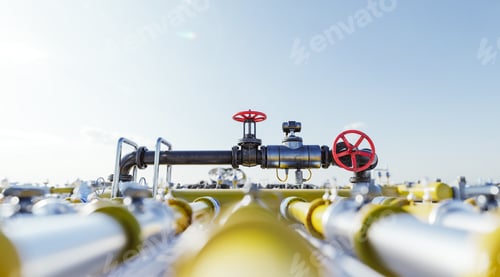 Preview: Gas tap with pipeline system at natural gas station.