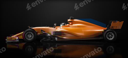 Preview: Orange Open Wheel Racing Car Against a Black Backdrop