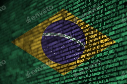 Preview: Brazil flag is depicted on the screen with the program code
