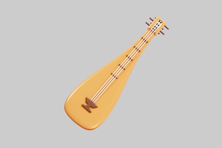 Preview: Six-stringed instrument with tuning pegs