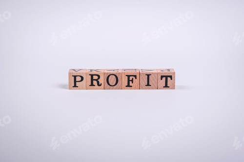 Preview: The inscription Profit inspection made of wooden cubes on a plain background