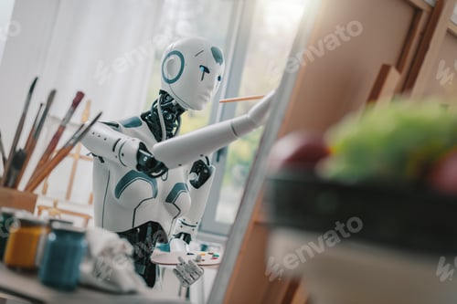 Preview: AI robot painting in the art studio