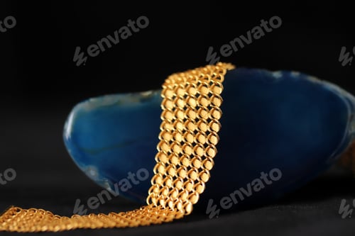 Preview: Gold bracelet on blue agate stone