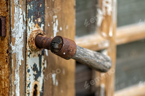 Preview: detail of old wooden door. Selective focus