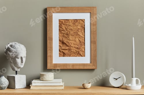 Preview: Stylish and luxury interior with wooden mock up poster frame