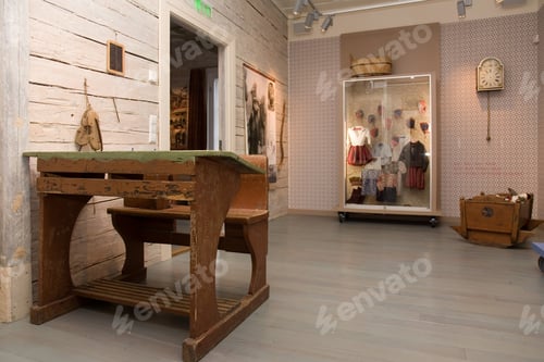 Preview: A hotel with old fashioned retro styled rooms, and rustic objects.