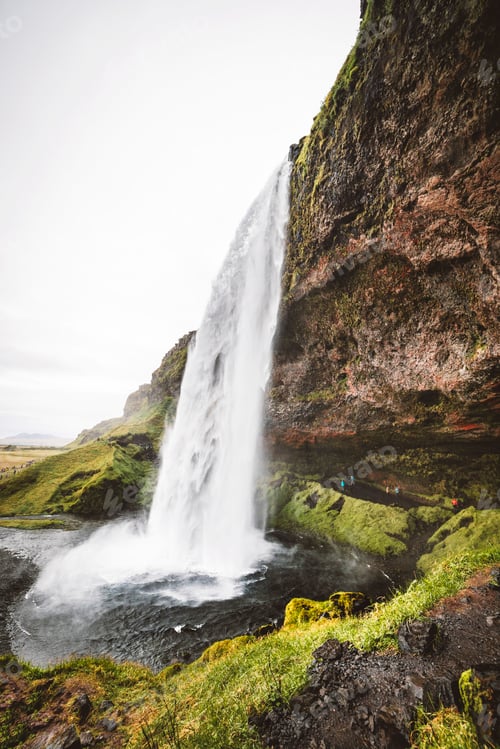 Preview: Vertical photo of Gljufrabui waterfall - Iceland - wide angle