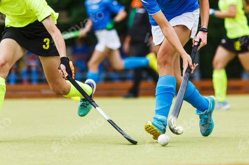 Preview: Close up image of attack in field hockey game
