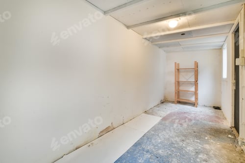 Preview: Dilapidated Room with Ladder and Paint Flooring