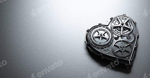 Preview: Heart shape clockwork. Gears and cogs mechanism. Valentine's Day