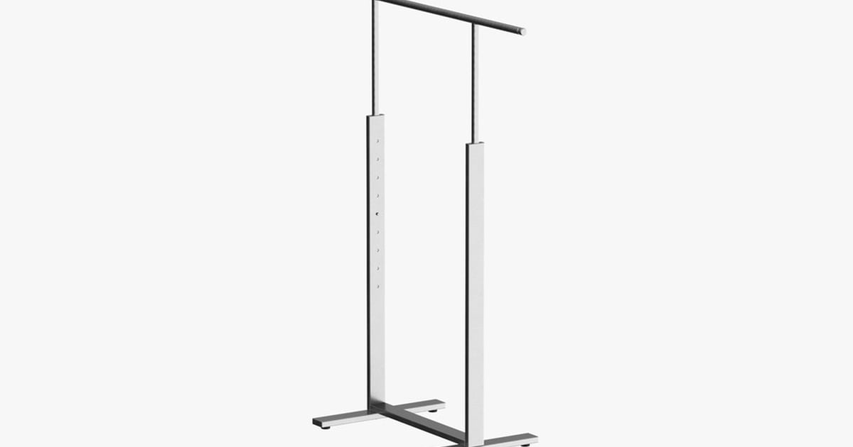 Single Bar Rack Metal Black and White, Adjustable Clothing Rack with ...
