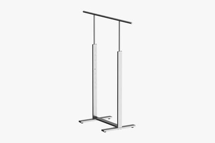 Preview: Single Bar Rack Metal Black and White, Adjustable Clothing Rack with Rectangular Base and Upright Supports