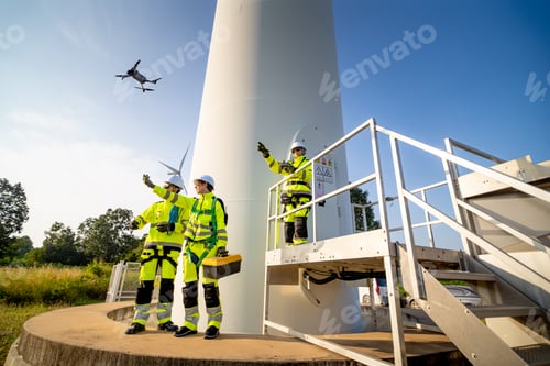 Preview: Professional maintenance engineer working at wind turbine farm