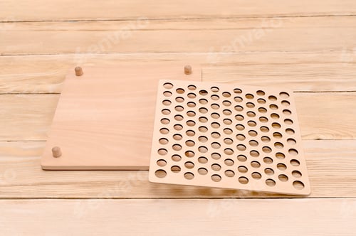Preview: Wooden Peg Board with Square Base