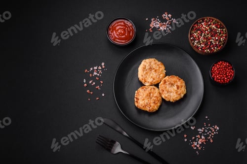 Preview: Delicious fresh cutlets or meatballs with spices, herbs and tomato sauce