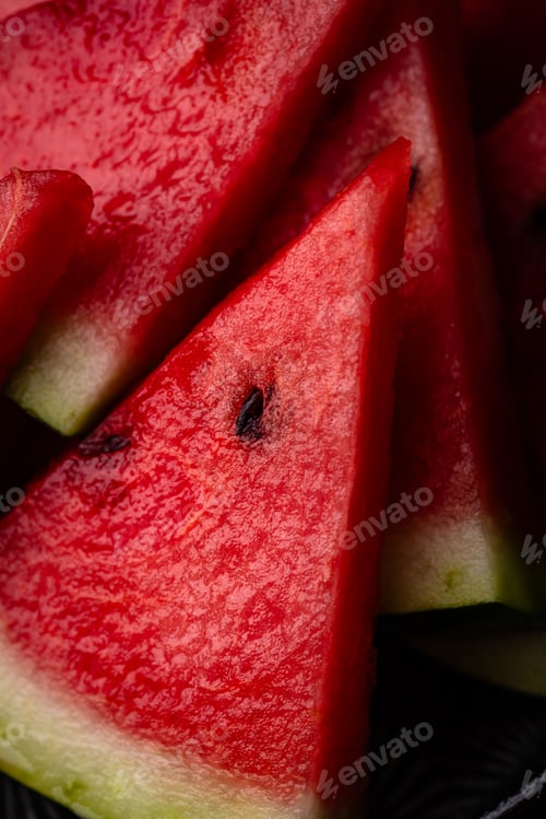 Preview: Fresh juicy sliced watermelon close up