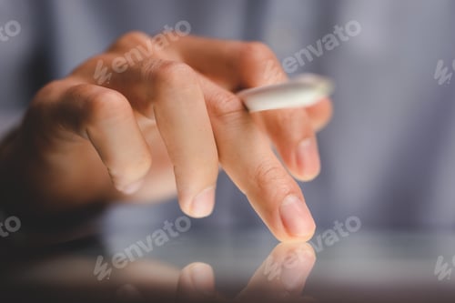 Preview: business communication technology, businessman person using digital pen to working on tablet