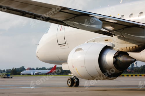Preview: Airplane taxiing to runway at airport