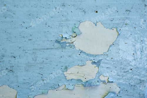 Preview: Old grunge blue wooden background with peeling paint, closeup