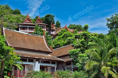 Preview: Thai Villa in the jungle against the sky
