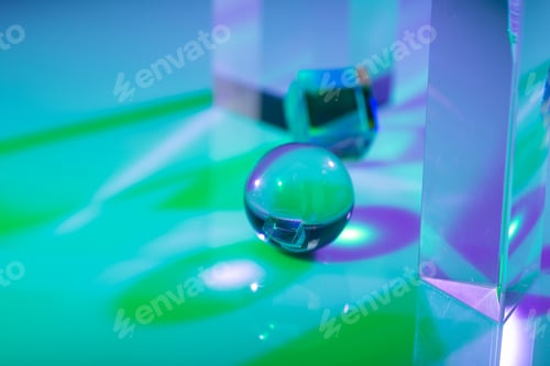 Preview: Glass crystal prism. Multicolor light effect