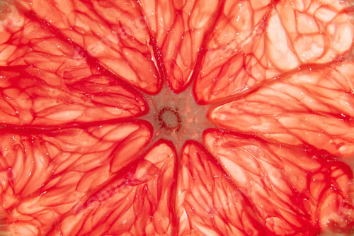 Preview: Top view of ripe slice blood red orange citrus fruit isolated o white background