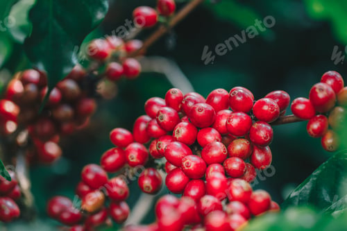 Preview: Coffee beans ripening on tree in North of thailand