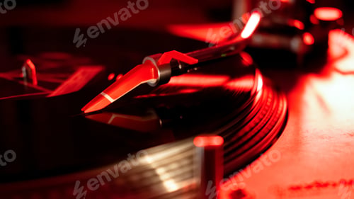 Preview: A working record player with neon illumination
