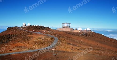 Preview: View of observatories from summit of Haleakala volcano