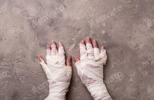 Preview: Halloween background with mummy's hand