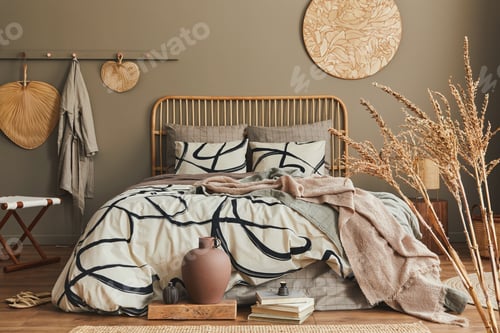 Preview: Stylish composition of bedroom interior