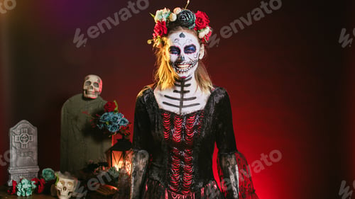 Preview: Santa muerte model laughing and acting creepy