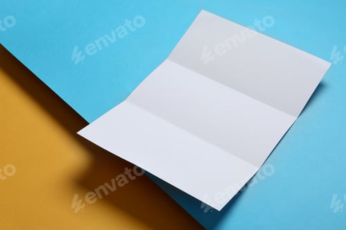 Preview: Empty flyer on color background. Mockup for design
