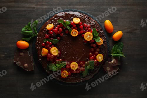 Visualização: Sobremesa saborosa - Bolo de chocolate, conceito de sobremesa deliciosa