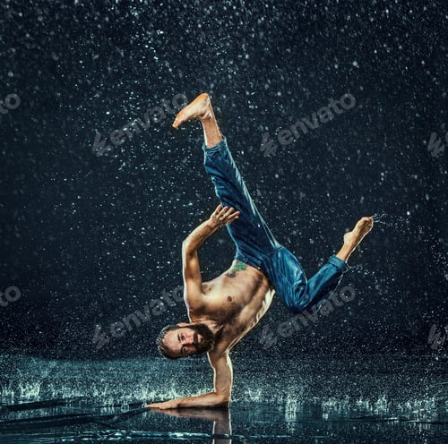 Preview: The male break dancer in water.