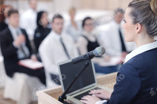 Preview: Business People Group At Meeting Seminar Presentation In Brigt Conference Room