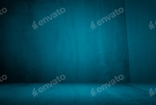 Preview: Vintage grunge blue concrete texture studio wall background with vignette.