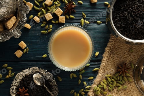 Preview: Traditional Indian hot drink with milk and spices - Masala tea
