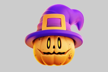 Preview: Cute halloween pumpkin witch