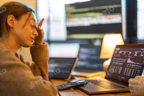 Preview: Tired programmer at home office