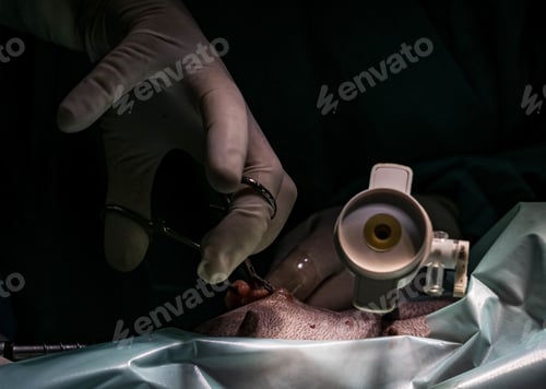 Preview: Closeup shot of doctors working on surgery in the darkroom