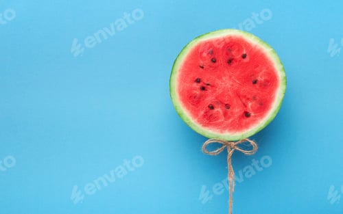 Preview: Watermelon balloon on blue background. Creative idea