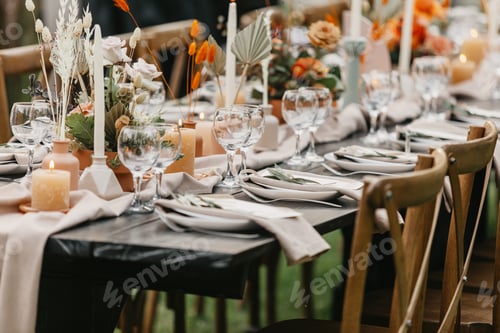 Preview: Event and catering agency organization modern wedding in boho style