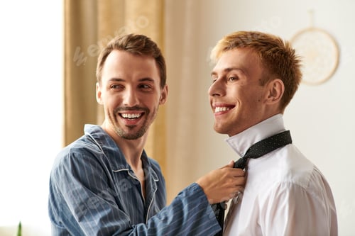 Preview: A happy morning with a loving couple in pajamas, sharing warm moments together