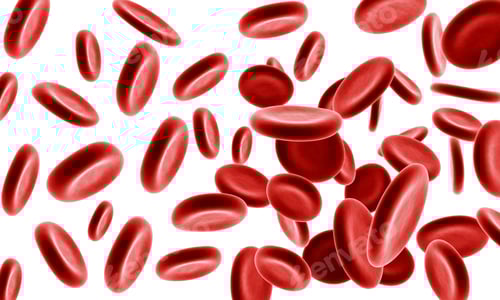 Preview: 3d rendered red blood cells on white background